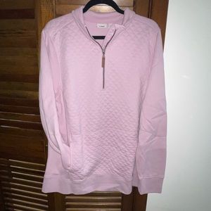 L.L bean quilted quarter zip light pink sweater size 1x worn once